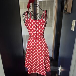 Stylish Red Polka Dot Midi Dress